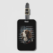 Étiquette À Bagage Springer Spaniel Chien Drapeau Américain (Devant Vertical)