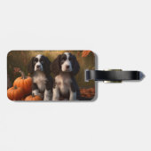 Étiquette À Bagage Springer Spaniel Chiot Automne Citrouille de plais (Dos horizontal)