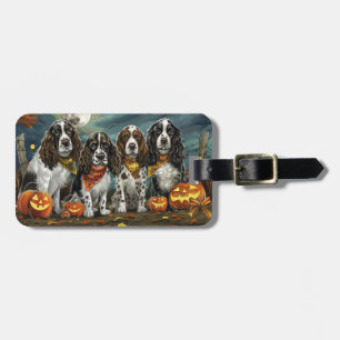 Étiquette À Bagage Springer Spaniel Halloween Éffrayant