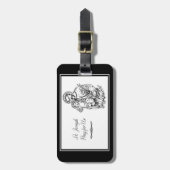 Étiquette À Bagage St Joseph Priez pour nous Noir, Blanc, Catholique (Devant Vertical)