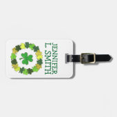 Étiquette À Bagage St. Paddy's Day Vert Lucky Irlandais Shamrock Clov (Devant horizontal)