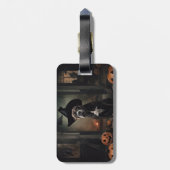 Étiquette À Bagage Staffordshire Terrier Citrouilles Halloween effray (Dos Vertical)