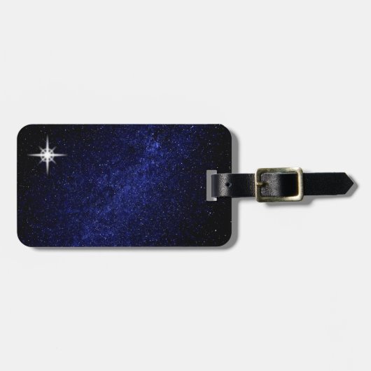 Étiquette À Bagage Star on Navy Blue Milky Way Galaxy (Devant horizontal)
