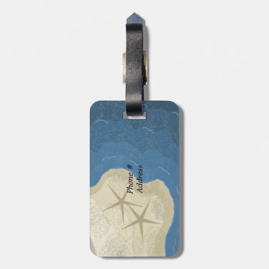Étiquette À Bagage Starfish et un océan bleu (Dos Vertical)