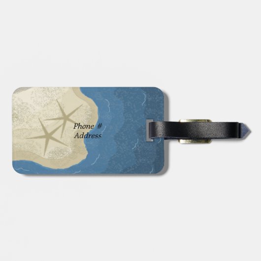 Étiquette À Bagage Starfish et un océan bleu (Dos horizontal)
