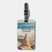 Étiquette À Bagage Starfish sur une plage de sable Photo (Devant Vertical)