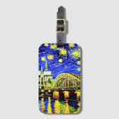 Étiquette À Bagage Starry Night Cologne Allemagne Cathédrale (Devant Vertical)