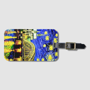 Étiquette À Bagage Starry Night Cologne Allemagne Cathédrale