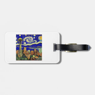 Étiquette À Bagage Starry Night Seattle Washington