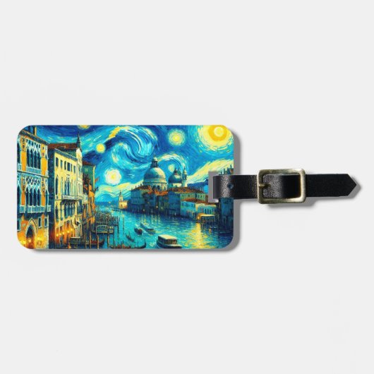 Étiquette À Bagage Starry Night Venice Italie (Devant horizontal)