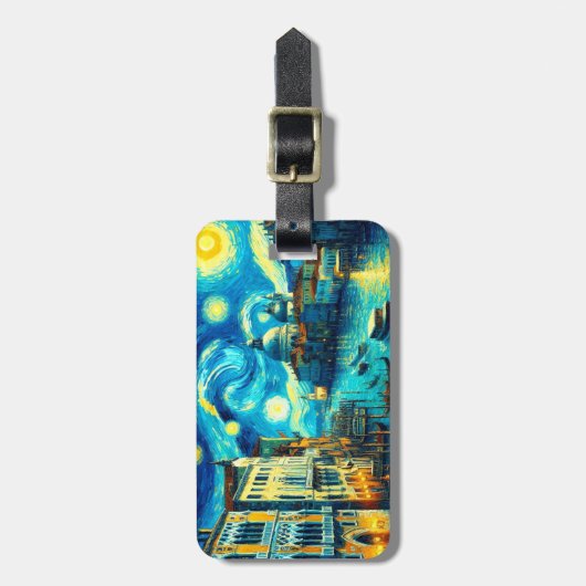 Étiquette À Bagage Starry Night Venice Italie (Devant Vertical)