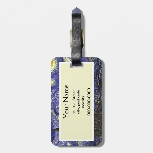 Étiquette À Bagage Starry Night, Vincent Van Gogh. (Dos Vertical)