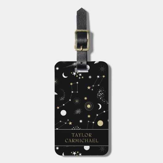 Étiquette À Bagage Stars Galaxies Space Motif (Devant Vertical)