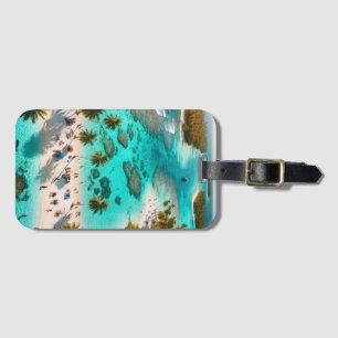 Étiquette À Bagage Station De Vacances Plage Avec Eau Bleue Claire Ac