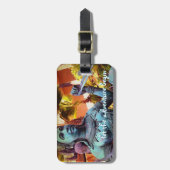 Étiquette À Bagage Statue Bleue du Guerrier Asiatique Laisser l'avent (Devant Vertical)