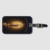 Étiquette À Bagage Statue de Bouddha d'or paisible, art de l'IA (Devant Horizontal)