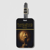 Étiquette À Bagage Statue de Bouddha d'or paisible, art de l'IA (Devant Vertical)