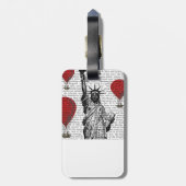 Étiquette À Bagage Statue de la Liberté et Ballons rouges à air chaud (Dos Vertical)