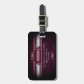 Étiquette À Bagage Steampunk, coeurs roses sur les engrenages avec Mo (Devant Vertical)