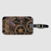 Étiquette À Bagage Steampunk Cogs and Wheels Personalised (Devant Horizontal)