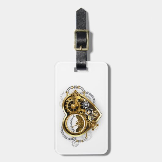 Étiquette À Bagage Steampunk Heart with a Manometer (Devant Vertical)