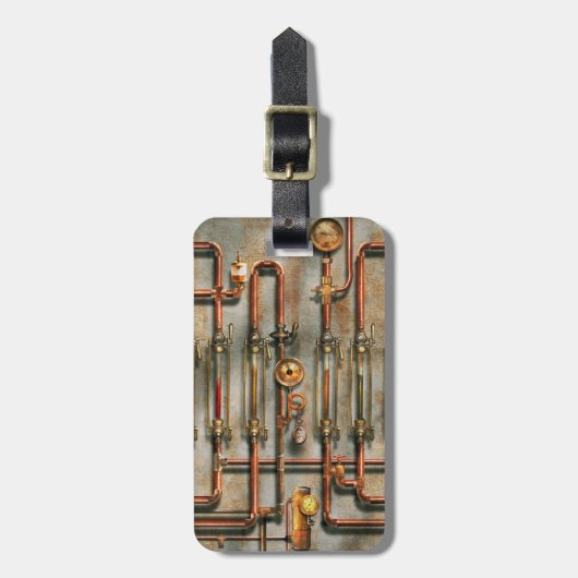 Étiquette À Bagage Steampunk - Le collecteur de lubrification (Devant Vertical)