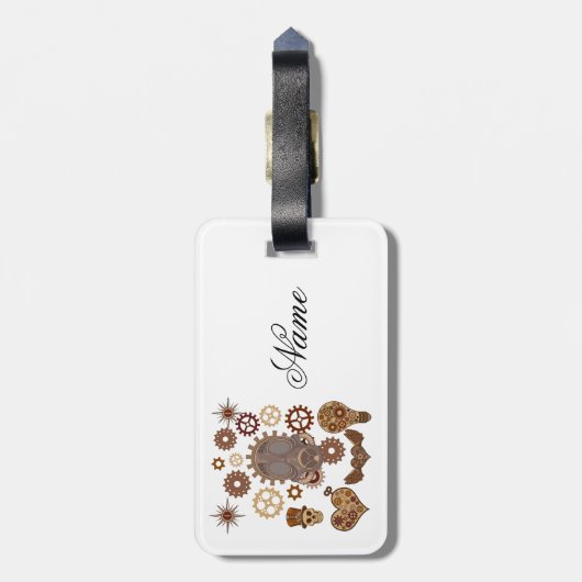 Étiquette À Bagage Steampunk Thème Thunder_Cove (Dos Vertical)