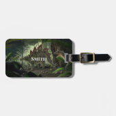 Étiquette À Bagage Stegosaurus et Deinonychus Dinosaures (Devant horizontal)