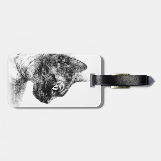 Étiquette À Bagage Stella la Grey Cat Sketch (Dos horizontal)