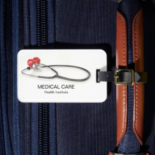 Étiquette À Bagage Stéthoscope avec Cœur   Soins Médicaux & Santé