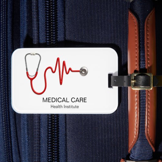 Étiquette À Bagage Stethoscope EKG Heartbeat ECG Wave Line Médicale (Insitu Rectoal 4)