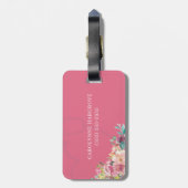 Étiquette À Bagage Stéthoscope rose Floral Infirmière cardiaque (Dos Vertical)