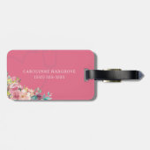 Étiquette À Bagage Stéthoscope rose Floral Infirmière cardiaque (Dos horizontal)
