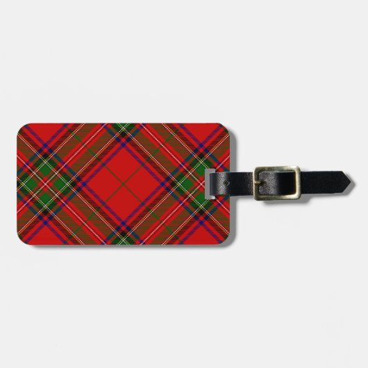 Étiquette À Bagage Stewart / Stuart tartan rouge vert plaid (Devant horizontal)