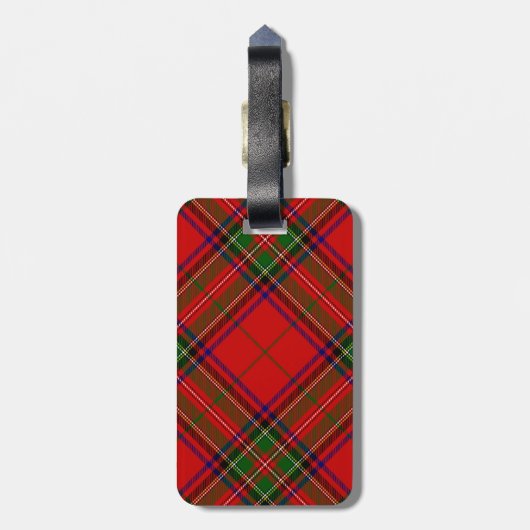 Étiquette À Bagage Stewart / Stuart tartan rouge vert plaid (Dos Vertical)