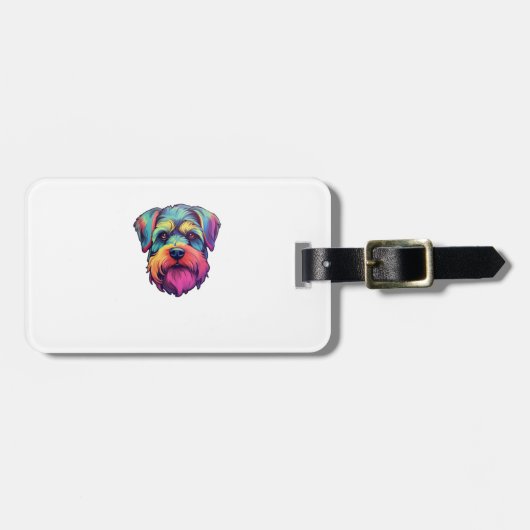 Étiquette À Bagage Sticker Retro Schnauzer Neon (Devant horizontal)