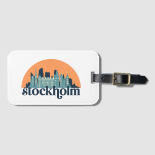 Étiquette À Bagage Stockholm Suède City Skyline Retro Cityscape Art