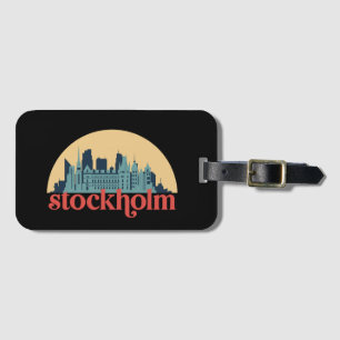 Étiquette À Bagage Stockholm Suède City Skyline Retro Cityscape Art