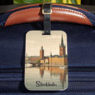 Étiquette À Bagage Stockholm Suède Contemporain Élégant Art de Ville
