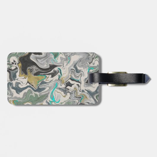 Étiquette À Bagage Stone Marbling with Turquoise Veins Double-sided (Dos horizontal)