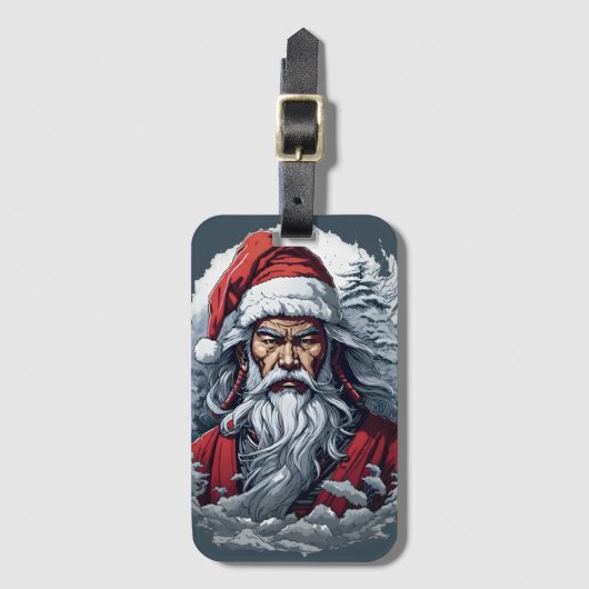 Étiquette À Bagage Striking Samurai Santa Claus (Devant Vertical)