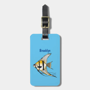 Étiquette À Bagage Striped angelfish cartoon