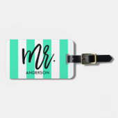 Étiquette À Bagage Stripes et typographie élégantes (Devant horizontal)