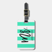 Étiquette À Bagage Stripes et typographie élégantes (Devant Vertical)