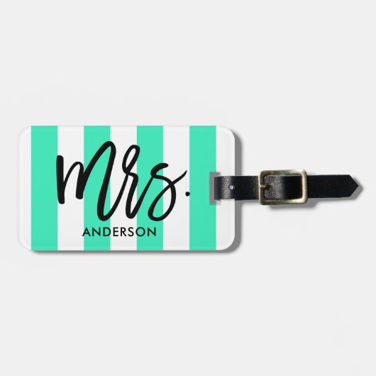 Étiquette À Bagage Stripes et typographie élégantes (Devant horizontal)