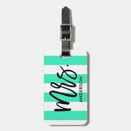 Étiquette À Bagage Stripes et typographie élégantes (Devant Vertical)