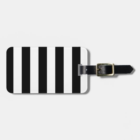 Étiquette À Bagage Stripes - Noir et Blanc (Devant horizontal)