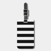 Étiquette À Bagage Stripes - Noir et Blanc (Devant Vertical)
