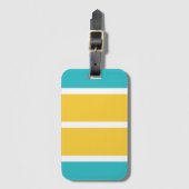 Étiquette À Bagage Stripes simples - Turquoise et jaune (Devant Vertical)