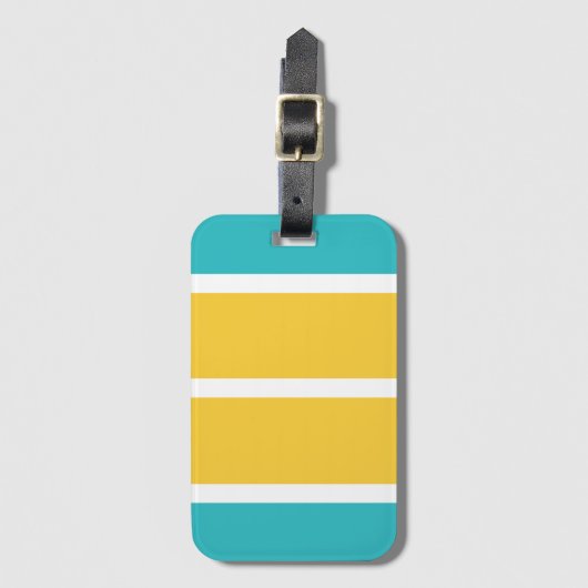 Étiquette À Bagage Stripes simples - Turquoise et jaune (Devant Vertical)